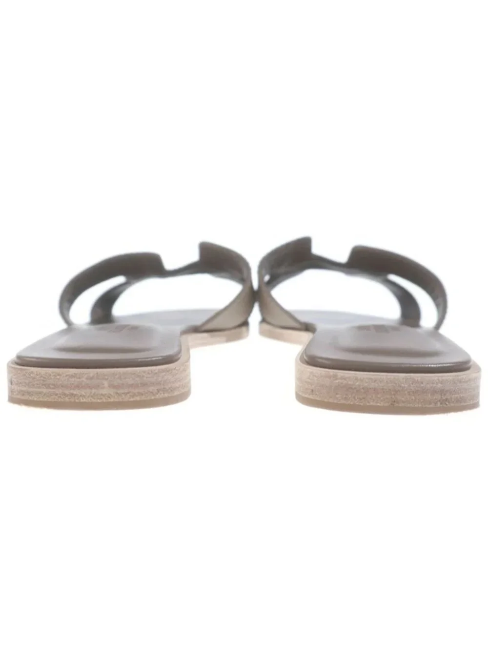 Hermes Oran Sandals Gray Jew Leather Etoupe